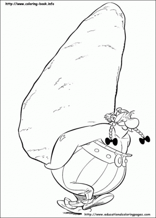 Obelix carrying a menhir on his back coloring page