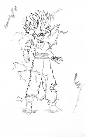 Super Saiyan 2 Gohan art made by me. Reference in the comments section. :  r/dbz