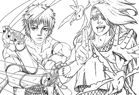 The Akatsuki Art Duo! Sasori and Deidara! Hm! (If you'd like to color this,  the link is in the comments) : r/Naruto
