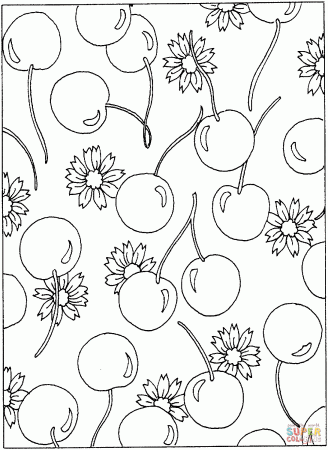 Cherries pattern coloring page | Free Printable Coloring Pages