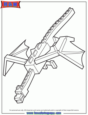 Cool Ender Dragon Coloring Page (With images) | Dragon coloring ...