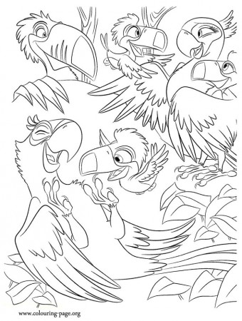 Rio: The Movie - Blu, Jewel, Rafael and his puppies coloring page | Puppy coloring  pages, Coloring pages, Coloring pictures