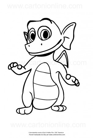 Drawing of Dezzy the dragon from Bo on the Go coloring page