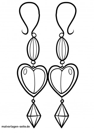 Great coloring page earrings jewelry | Free coloring pages