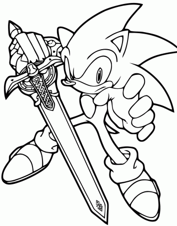 With a sword - Sonic Kids Coloring Pages