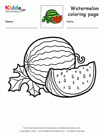Free Printable Watermelon coloring page Worksheet - kiddoworksheets