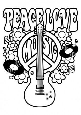 Free Printable Peace Sign Coloring Pages | Love coloring pages, Music  coloring, Free coloring pages