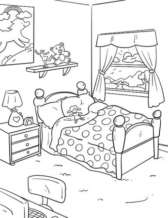 Free photo Coloring Pages Bed Coloring Picture Children's Room - Max Pixel