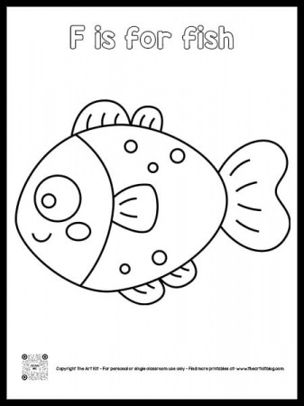 Letter F is for Fish Coloring Pages - Bubble Font - The Art Kit