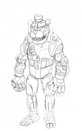 Cyberpunk au] I'm gonna eventually line and color this, but for now, here's  a sketch for Freddy's design. : r/fivenightsatfreddys