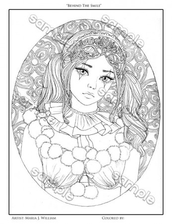 Cute Manga Clown Girl Coloring Page by Maria J. William - Etsy Israel