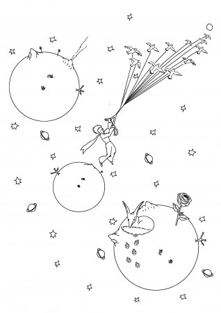 The Little Prince in space - Le Petit Prince Kids Coloring Pages