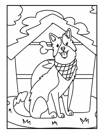 Premium Vector | Dog farm animal coloring pages for kids