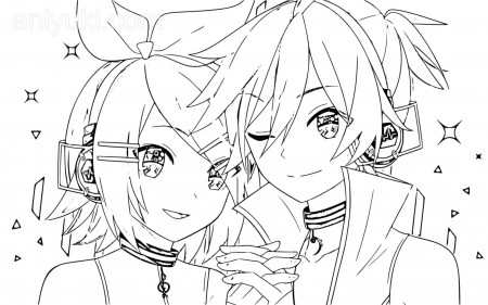Kagamine Rin and Len coloring pages - AniYuki - Anime Portal