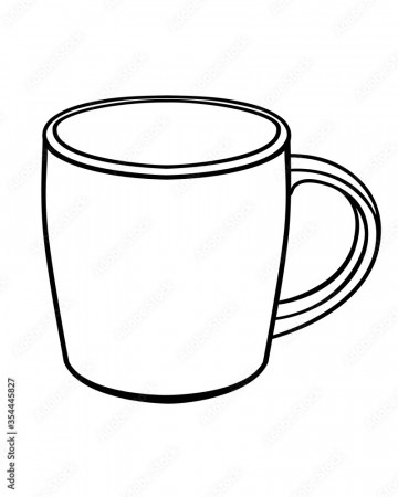 Cup for tea or coffee - vector linear picture for coloring. Outline. Hand  drawing. A mug is a linear element for a coloring book or sign. Stock  Vector | Adobe Stock