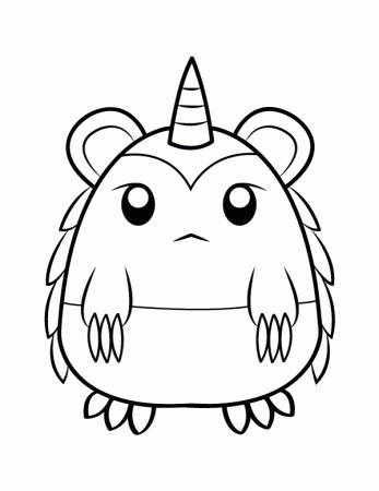 Printable Cute Horned Monster Coloring Page