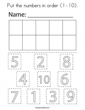 Put the numbers in order (1-10) Coloring Page - Twisty Noodle