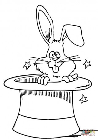 Bunny in a Magic Hat coloring page | Free Printable Coloring Pages
