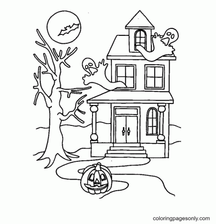 Haunted House Coloring Pages Printable for Free Download