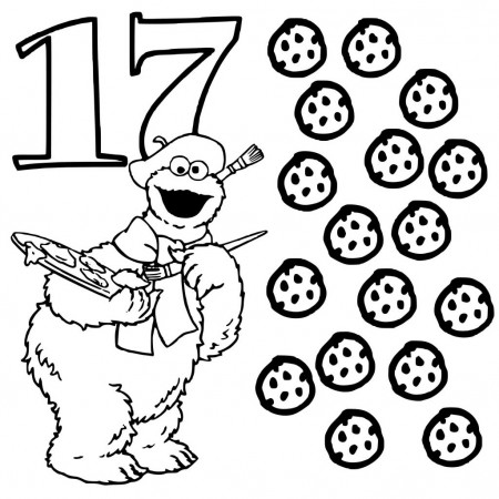 Number 17 Cookie Monster Coloring Pages ...