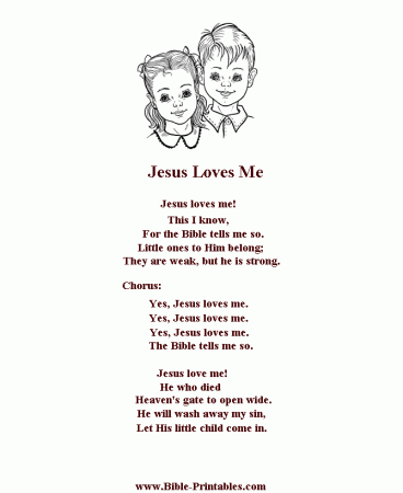 Bible Printables - Children's Songs and Lyrics - Jesus Loves Me