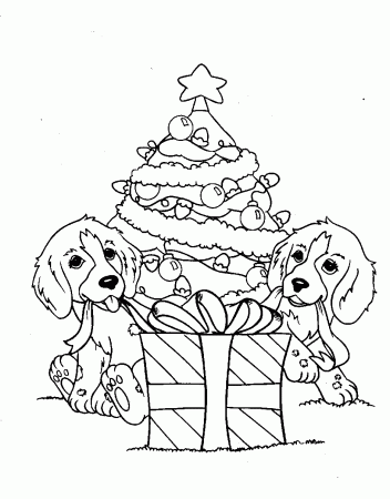 Coloring Pages Christmas Tree And Dogs Christmas Coloring Pages ...