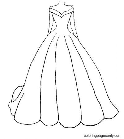 Beautiful Girl Dress Coloring Pages - Dress Coloring Pages - Coloring Pages  For Kids And Adults