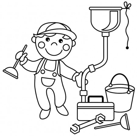 Little Plumber Coloring Page - Free Printable Coloring Pages for Kids