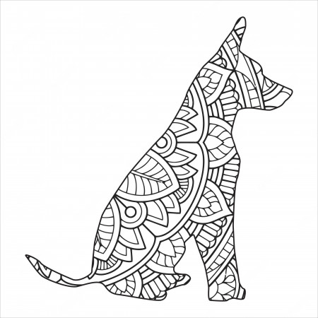 Premium Vector | Dog mandala coloring vector illustration