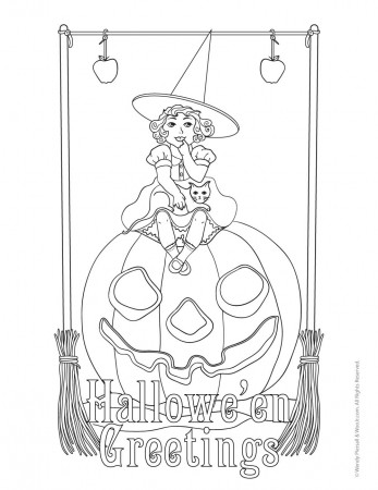 Witch on a Jack o' Lantern - Hallowe'en Greetings | Woo! Jr. Kids  Activities : Children's Publishing