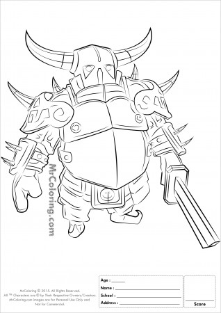 Free Printable Clash Of Clans Pekka Knight Coloring Page - ColoringBay