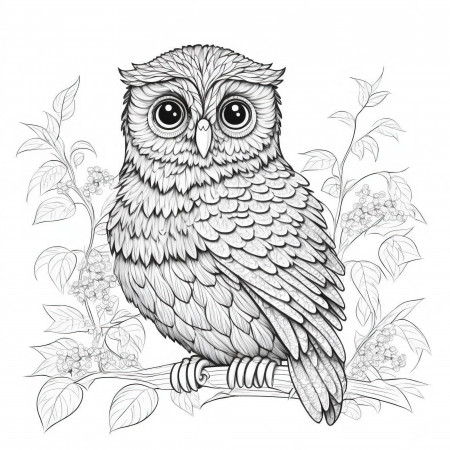 Premium Photo | Delightful owl outline illustration for coloring book page.  coloring card for kids and adults.