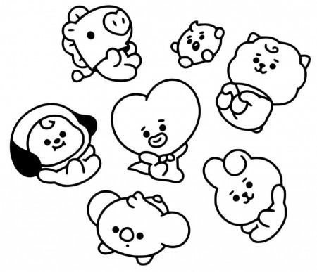 Cute Characters BT21 Coloring Page - Free Printable Coloring Pages for Kids