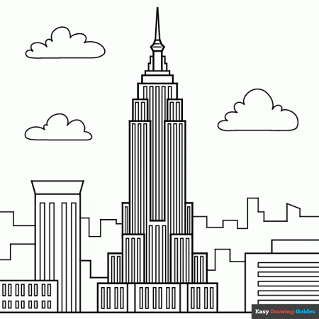 Empire State Building Coloring Page | Easy Drawing Guides