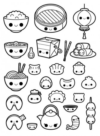 Digital Stamp Chinese Food Clipart Kawaii Food Digital - Etsy | Doodles  kawaii, Coisas simples para desenhar, Sol para colorir