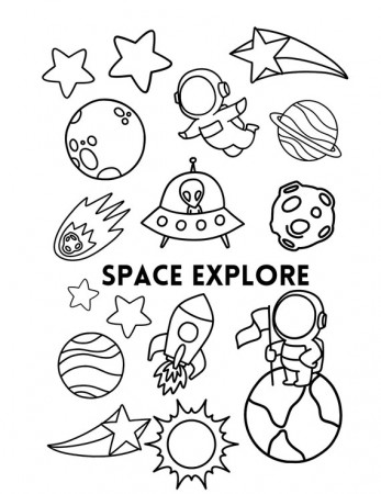 10 Space Explore Coloring Pages K-5 10 Different Coloring - Etsy