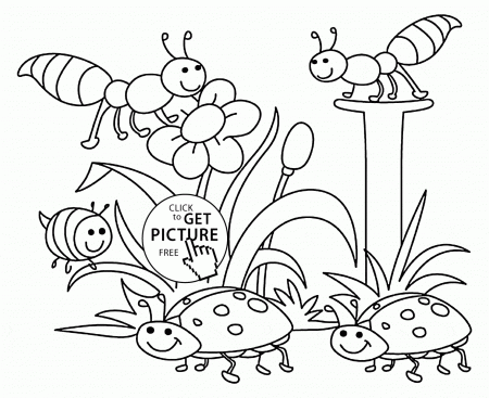 Spring Nature coloring page for kids, seasons coloring pages ...