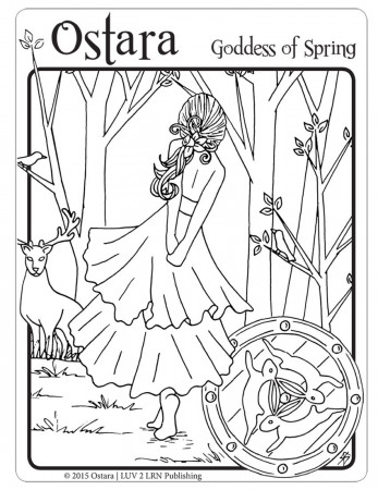 LUV 2 LRN | OSTARA, Goddess of Spring - B&W {English} | Please Like √  Share√ Comment √ Tag √ and Pin it √ | Witch coloring pages, Coloring books, Coloring  pages