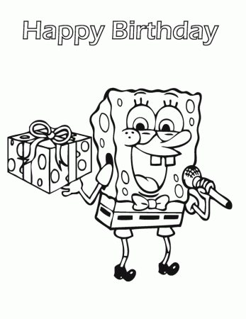 Spongebob Birthday Coloring Page | H & M Coloring Pages