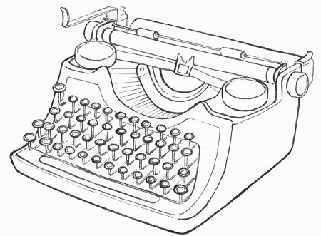 Typewriter Illustration | Book tattoo, Line art tattoos, Doodle drawings