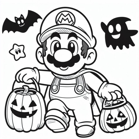 Mario Halloween coloring pages