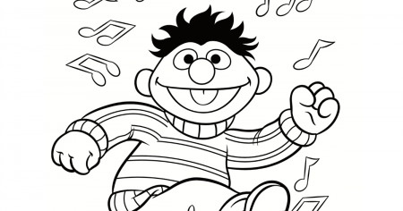 Sesame Street Ernie Dance Party Coloring Page - Mama Likes This