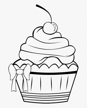 Birthday Cupcake Coloring Page - Cute Cupcake Coloring Pages, HD Png  Download , Transparent Png Image - PNGitem