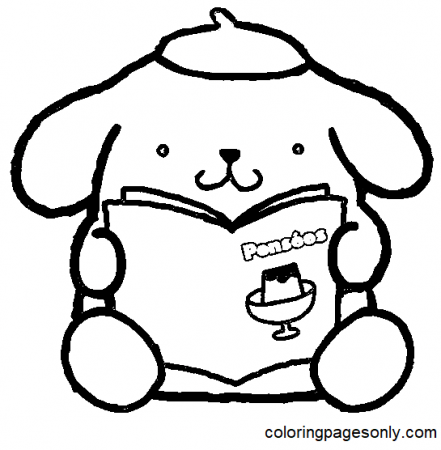 Pompompurin reading Book Coloring Pages - Pompompurin Coloring Pages - Coloring  Pages For Kids And Adults