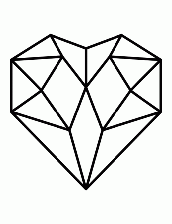 Printable Geometric Heart Coloring Page