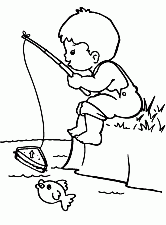 Little Boy Fishing Coloring Pages - Fishing Coloring Pages - Coloring Pages  For Kids And Adults