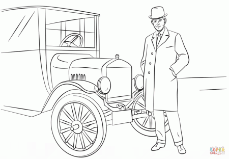 Henry Ford and Model T Car coloring page | Free Printable Coloring Pages