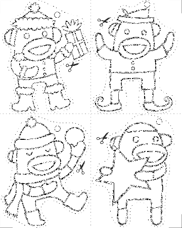 Sock Monkey Christmas coloring pages! | Cece Bell