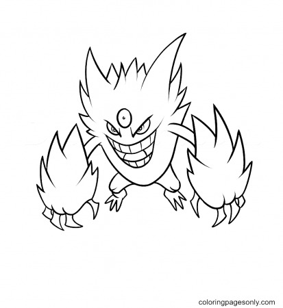 Mega Gengar Pokemon Characters Coloring Pages - Gengar Coloring Pages - Coloring  Pages For Kids And Adults