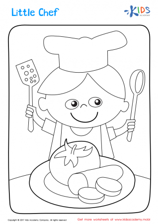 Little Chef Coloring Page: Free Printable Worksheet for Kids